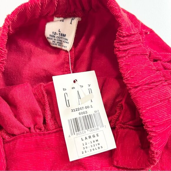 NWT Baby Gap Red Corduroy Floral Embroidered Pants Large 12-18 Months - Picture 5 of 5